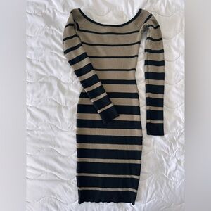 Taupe Gradual Striped Dress
